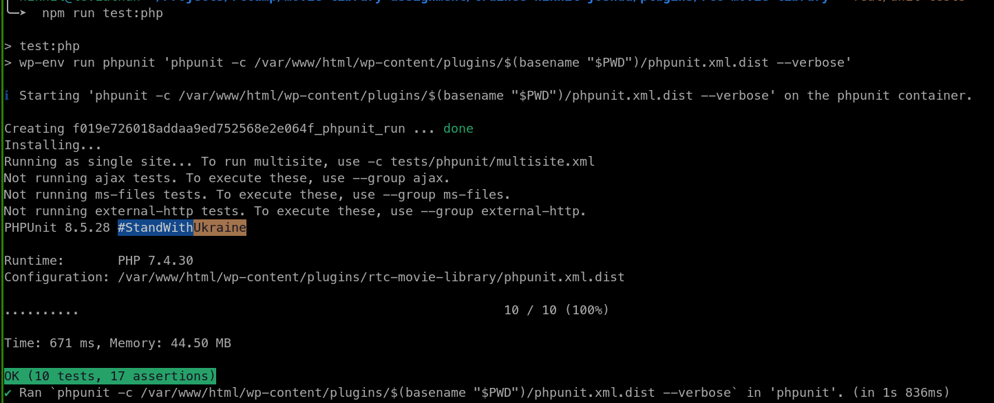 Setting up for WP Unit Tests with NPM & WP-ENV – rtLearn
